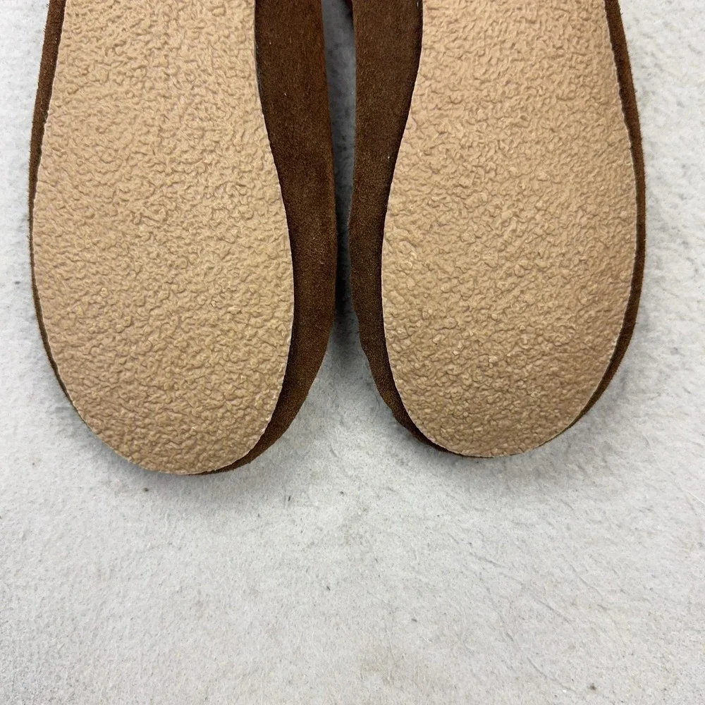 Minnetonka Slippers Kids Size 2 Brown Suede Faux Fur Lined Moccasins 4812